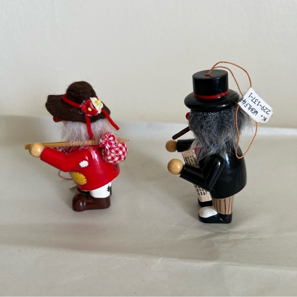 (2) Kathe Wohlfahrt Wooden Ornaments Hobo and Smoker w/tags - Picture 2 of 5